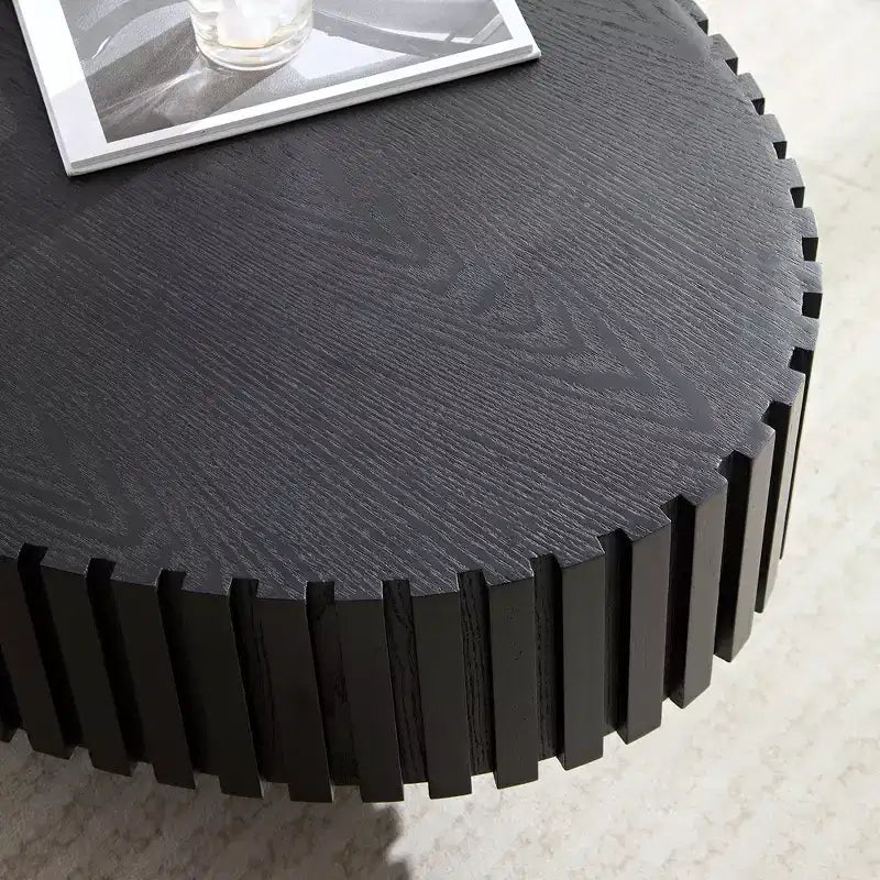 Table basse ovale/carrée minimaliste cannelée, table centrale d'appoint, frêne naturel/noyer/noir mat-ModernLuxe