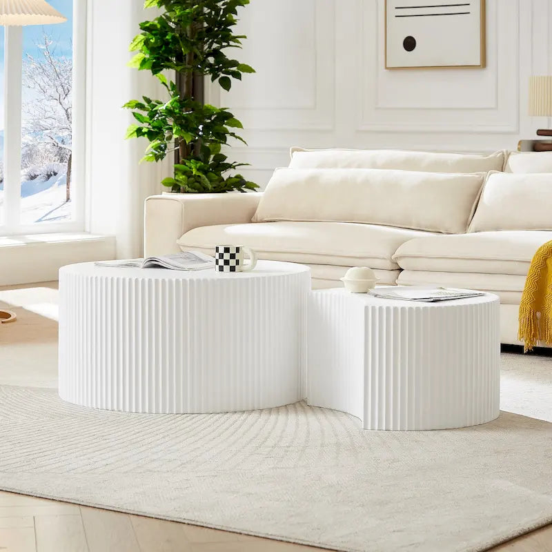 Set di tavolini rotondi da salotto impilabili, stile glam moderno (set da 2), non assemblato
