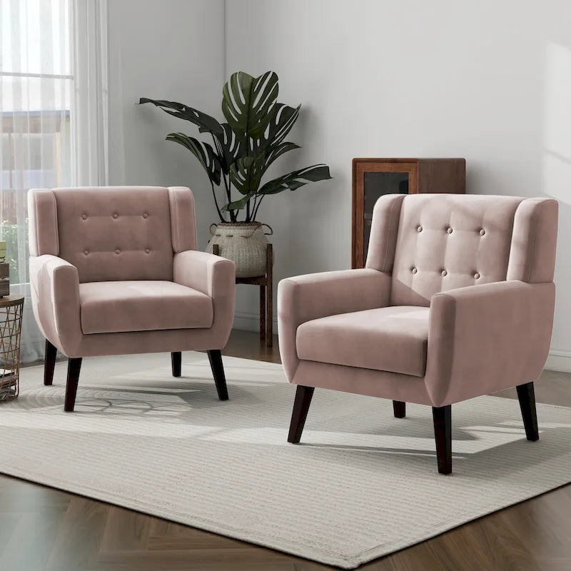 Set van 2 fluwelen fauteuils met armleuningen voor de woonkamer