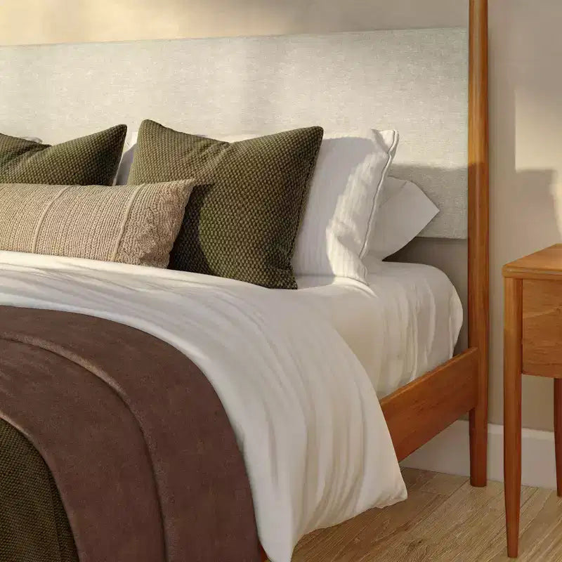 Harbor Himmelbett in King-Size mit gepolstertem Kopfteil, Blond/Swiss Coffee (MD2411-01)