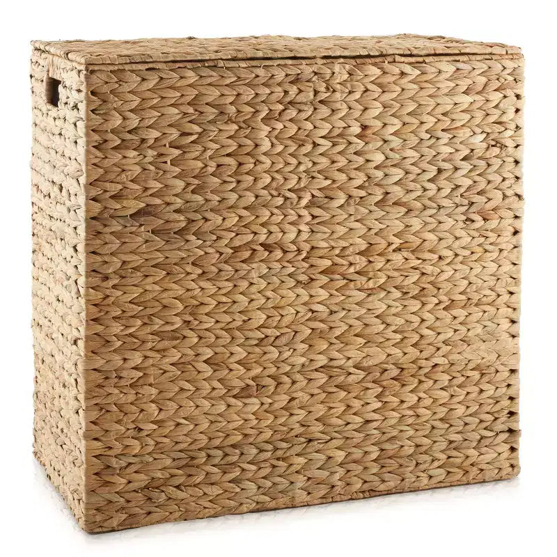 Panier à linge Casafield à 2 compartiments avec couvercle et sacs doublure amovibles, panier de tri tressé en jacinthe d’eau pour vêtements