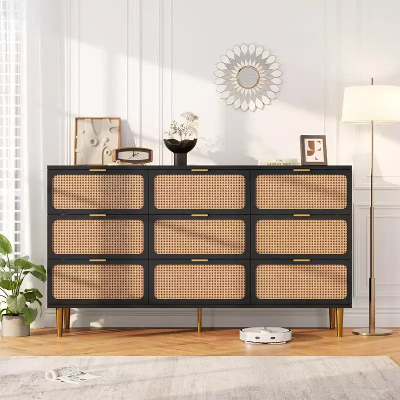Rattan-Kommode für das Schlafzimmer, geräumige Schubladenschränke für den Kleiderschrank, geeignet für Wohnzimmer, Flur und Kinderzimmer.