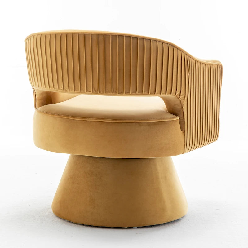 Modren Velvet Living Room Swivel Arm Barrel Chair with Tufted Back