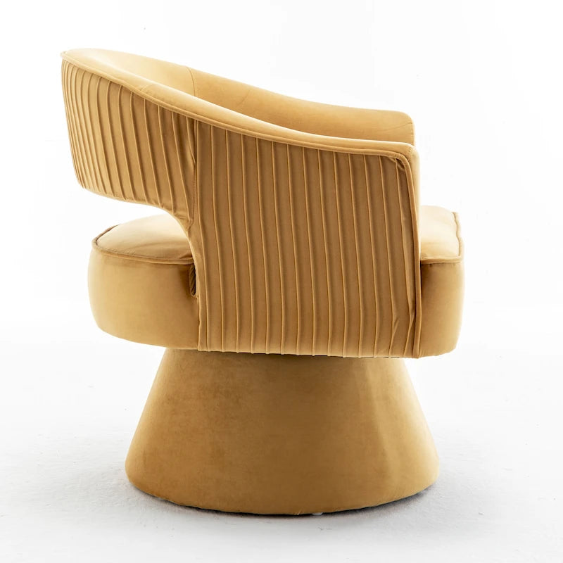 Modren Velvet Living Room Swivel Arm Barrel Chair with Tufted Back
