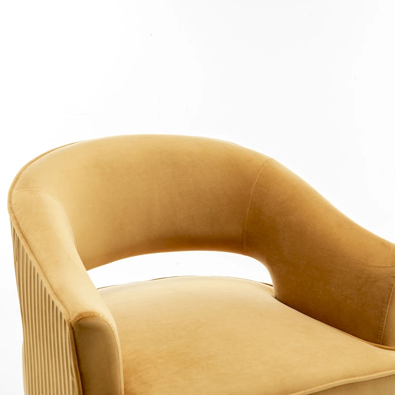 Modren Velvet Living Room Swivel Arm Barrel Chair with Tufted Back