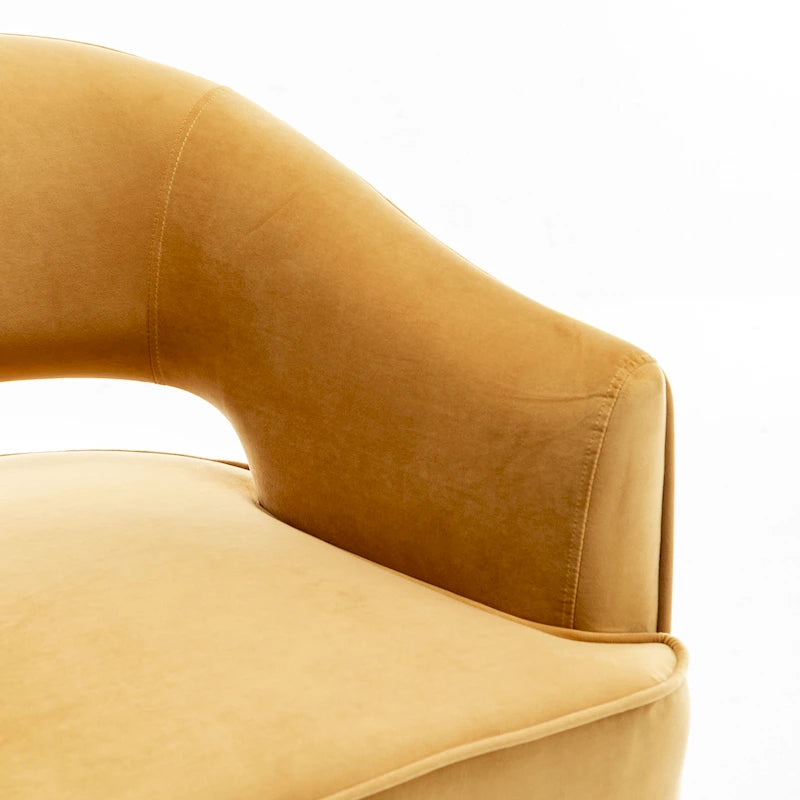 Modren Velvet Living Room Swivel Arm Barrel Chair with Tufted Back