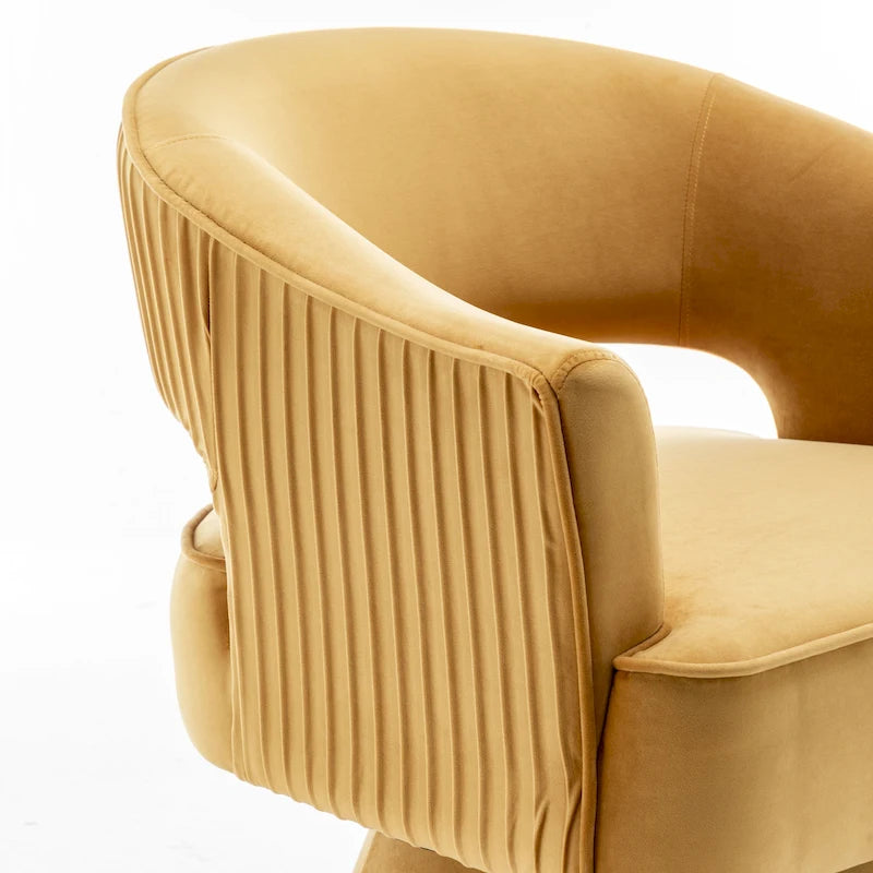 Modren Velvet Living Room Swivel Arm Barrel Chair with Tufted Back