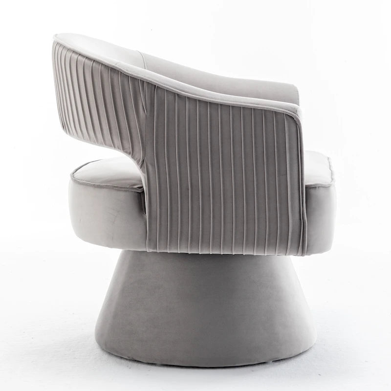 Modren Velvet Living Room Swivel Arm Barrel Chair with Tufted Back