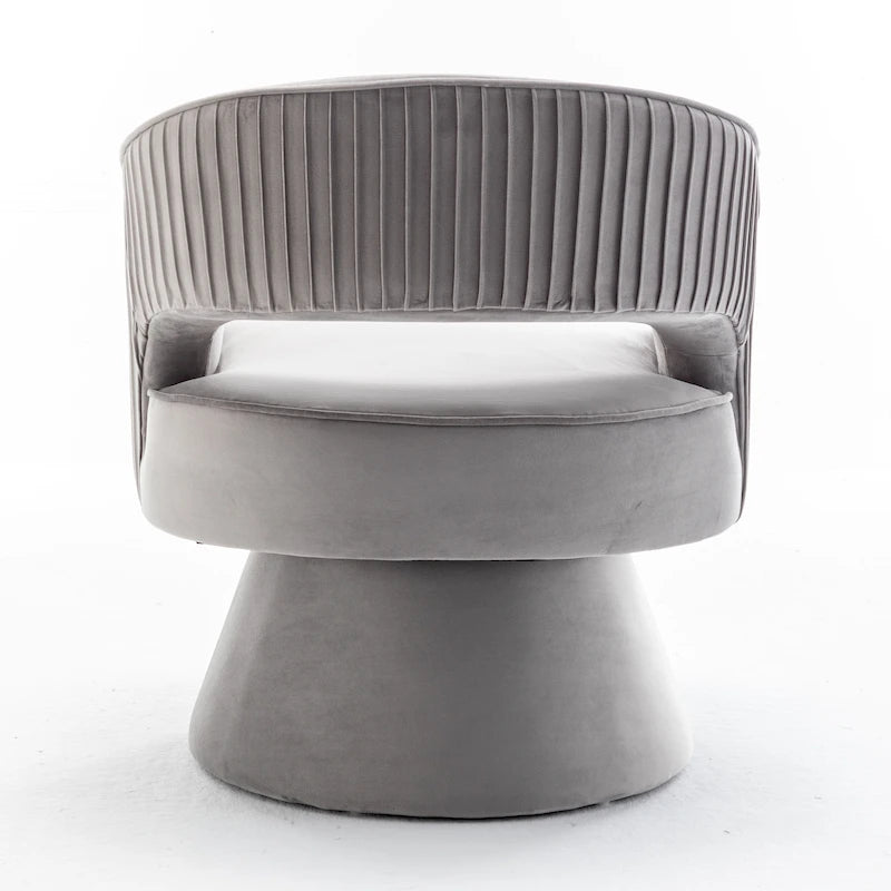Modren Velvet Living Room Swivel Arm Barrel Chair with Tufted Back