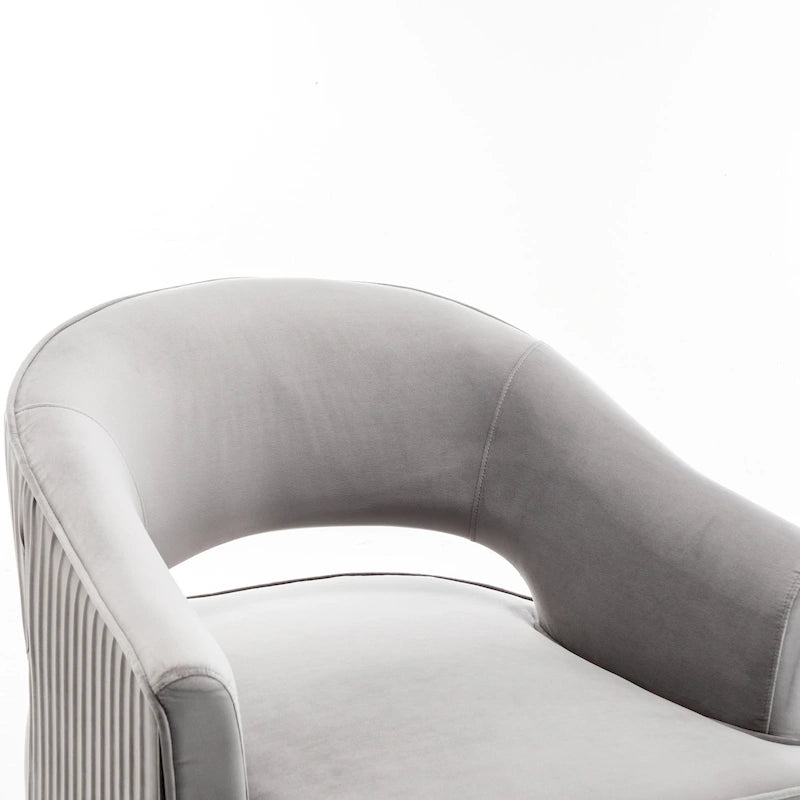 Modren Velvet Living Room Swivel Arm Barrel Chair with Tufted Back