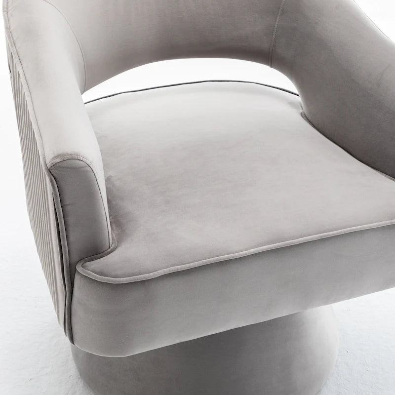 Modren Velvet Living Room Swivel Arm Barrel Chair with Tufted Back
