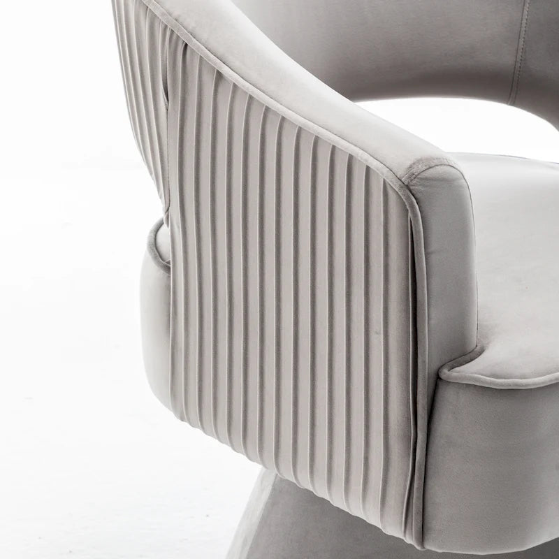 Modren Velvet Living Room Swivel Arm Barrel Chair with Tufted Back