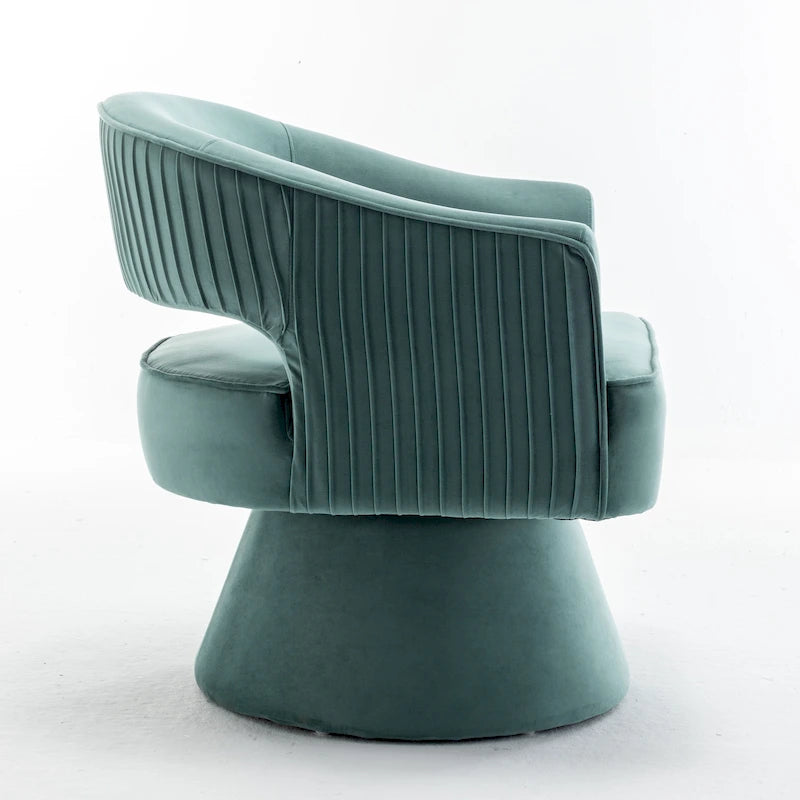 Modren Velvet Living Room Swivel Arm Barrel Chair with Tufted Back