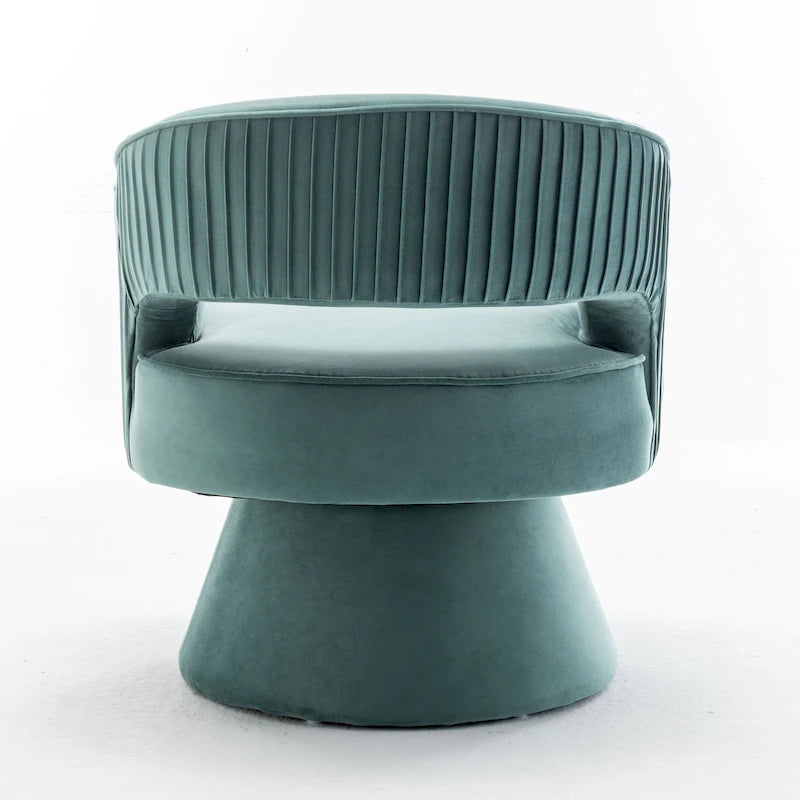 Modren Velvet Living Room Swivel Arm Barrel Chair with Tufted Back