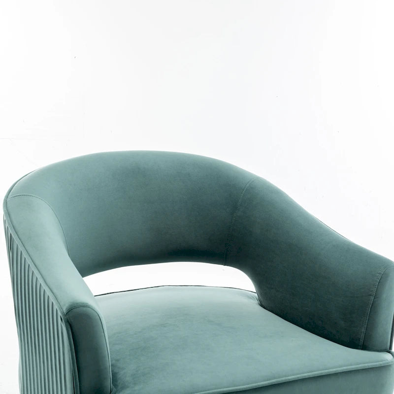 Modren Velvet Living Room Swivel Arm Barrel Chair with Tufted Back