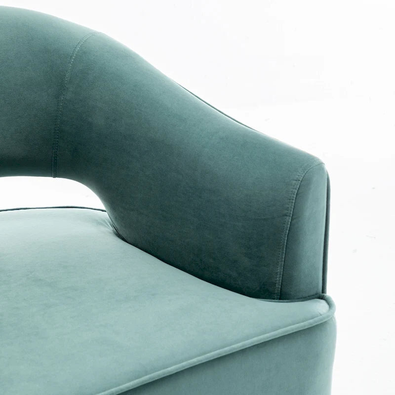 Modren Velvet Living Room Swivel Arm Barrel Chair with Tufted Back