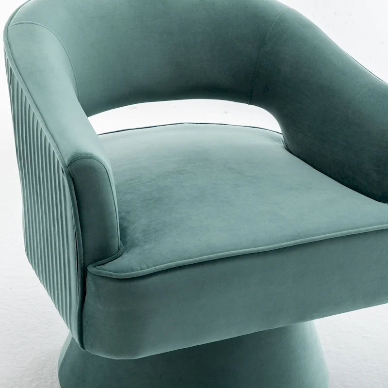 Modren Velvet Living Room Swivel Arm Barrel Chair with Tufted Back