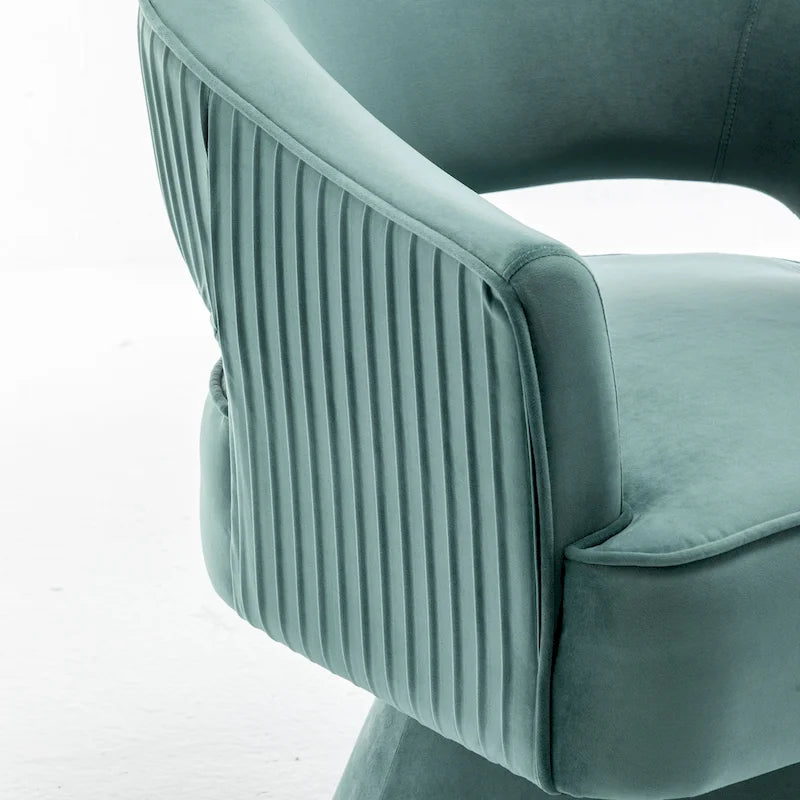 Modren Velvet Living Room Swivel Arm Barrel Chair with Tufted Back