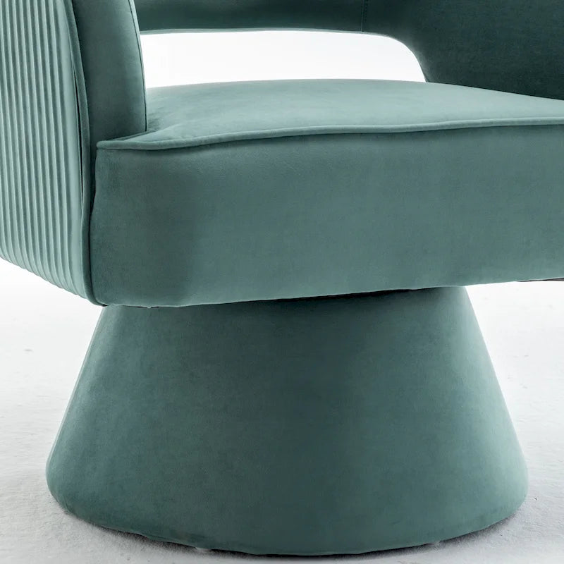 Modren Velvet Living Room Swivel Arm Barrel Chair with Tufted Back