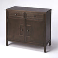 Modern Minimalist Wood Accent Storage Cabinet with Two Drawers