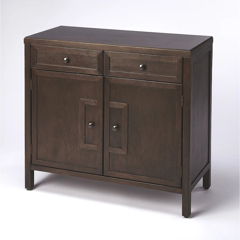 Modern Minimalist Wood Accent Storage Cabinet with Two Drawers
