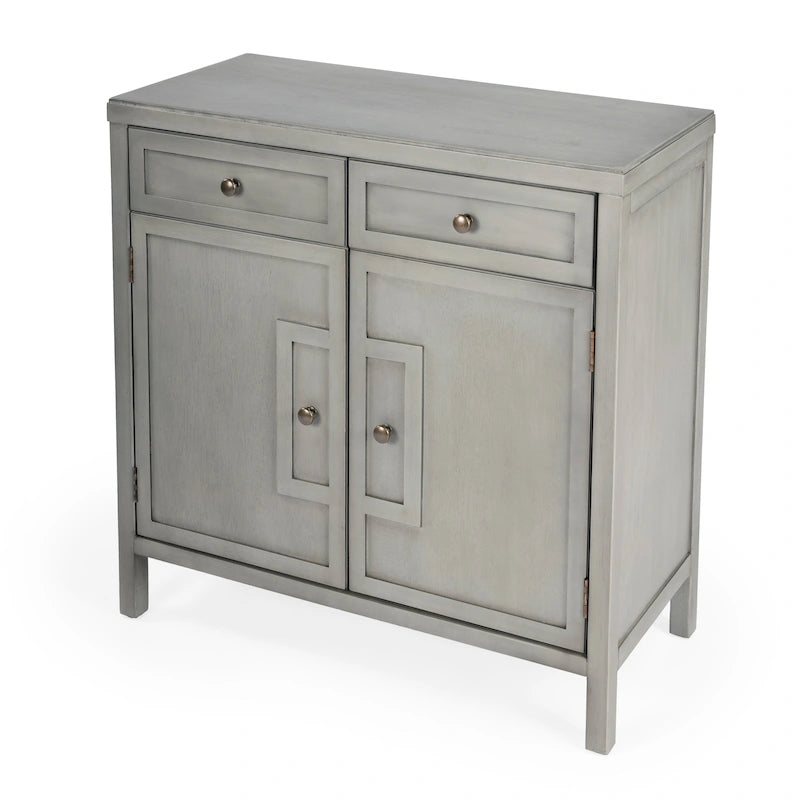 Modern Minimalist Wood Accent Storage Cabinet with Two Drawers