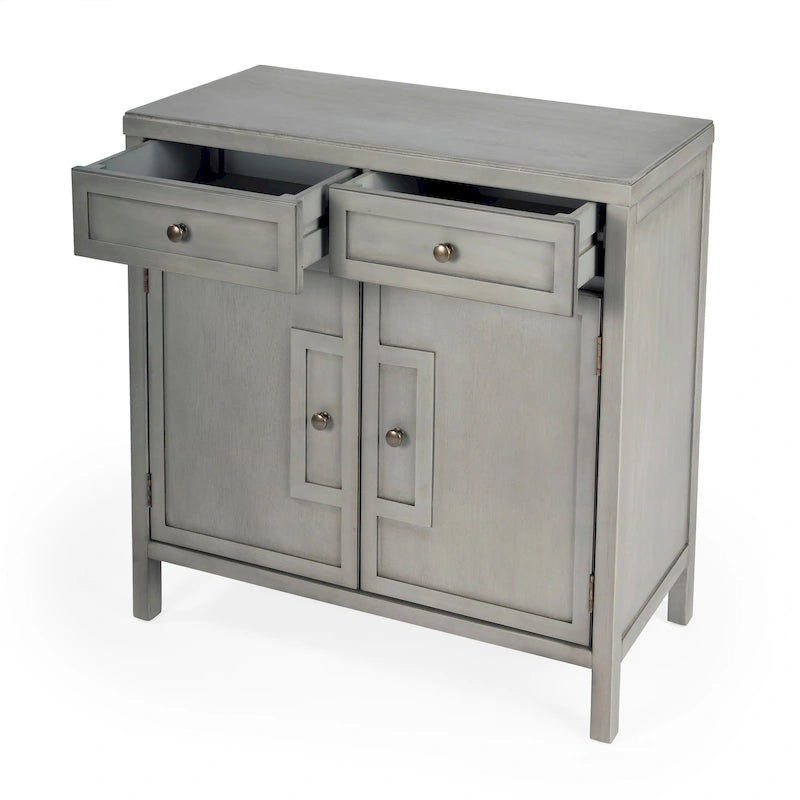 Modern Minimalist Wood Accent Storage Cabinet with Two Drawers