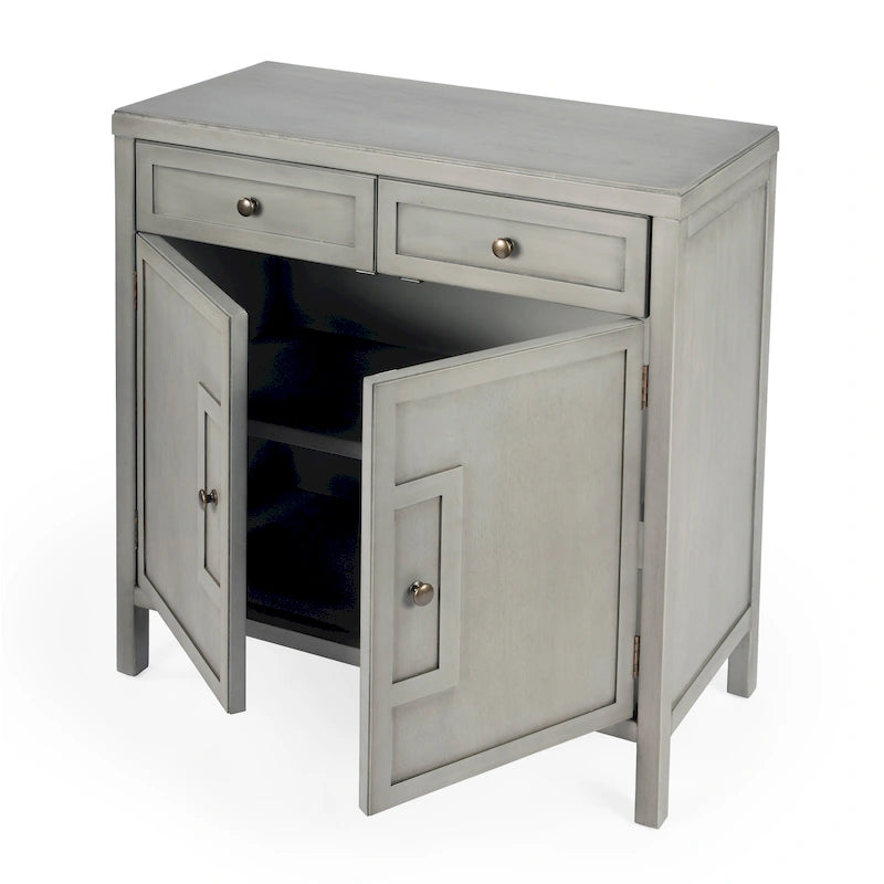 Modern Minimalist Wood Accent Storage Cabinet with Two Drawers
