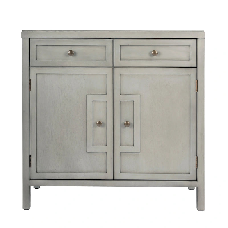 Modern Minimalist Wood Accent Storage Cabinet with Two Drawers