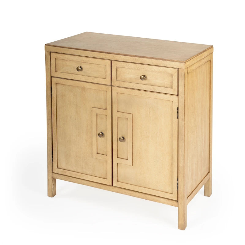 Modern Minimalist Wood Accent Storage Cabinet with Two Drawers