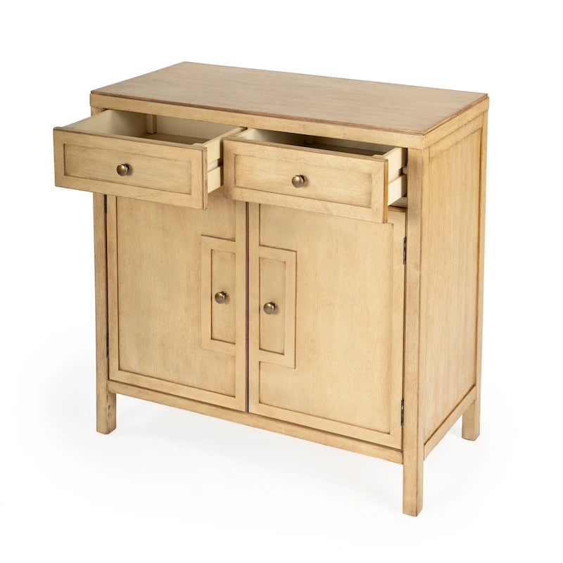 Modern Minimalist Wood Accent Storage Cabinet with Two Drawers