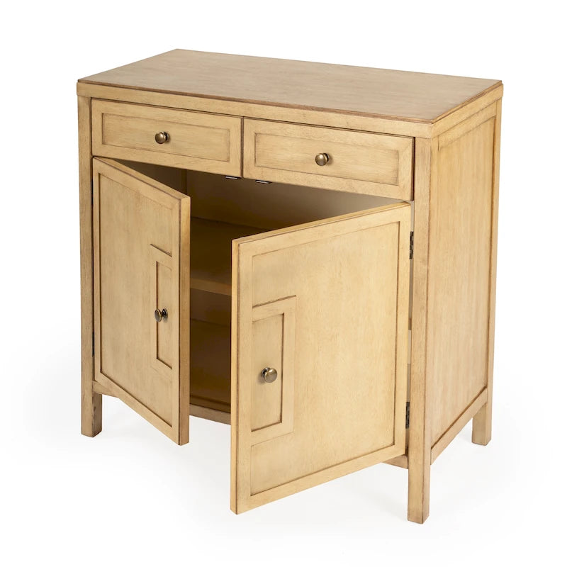 Modern Minimalist Wood Accent Storage Cabinet with Two Drawers
