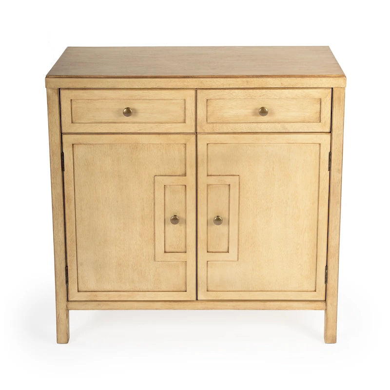 Modern Minimalist Wood Accent Storage Cabinet with Two Drawers
