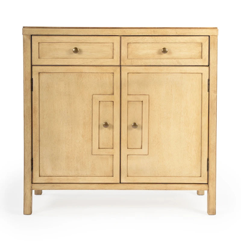 Modern Minimalist Wood Accent Storage Cabinet with Two Drawers