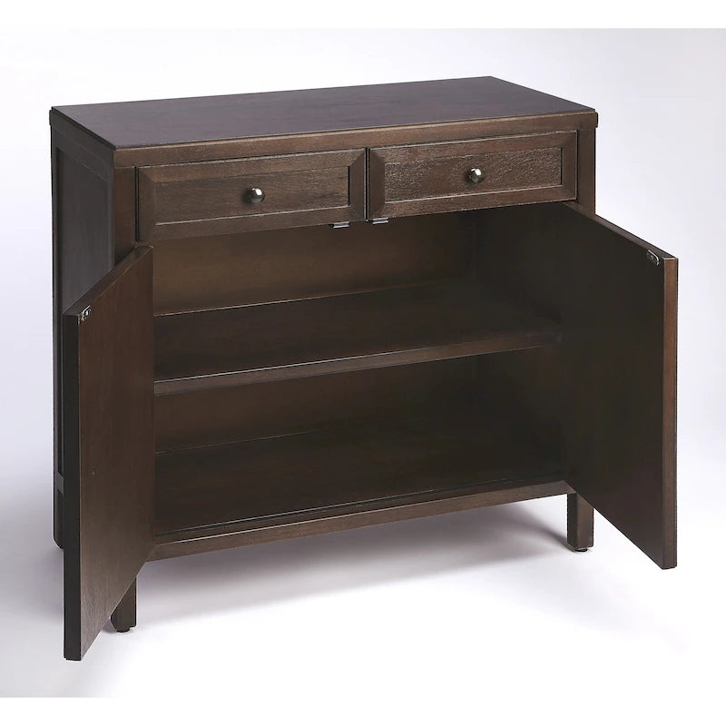 Modern Minimalist Wood Accent Storage Cabinet with Two Drawers