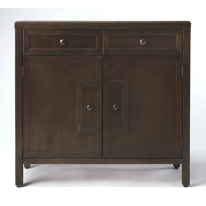 Modern Minimalist Wood Accent Storage Cabinet with Two Drawers