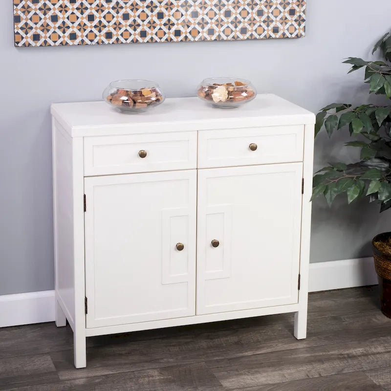 Modern Minimalist Wood Accent Storage Cabinet with Two Drawers