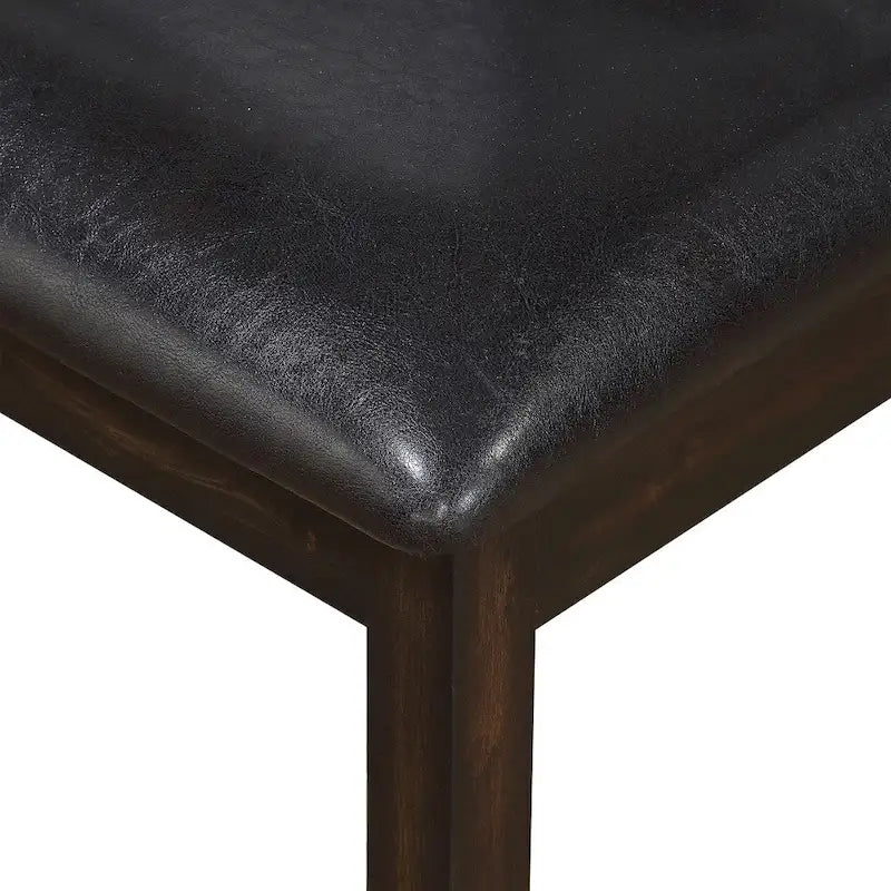 Banc de salle à manger en bois finition espresso antique et similicuir
