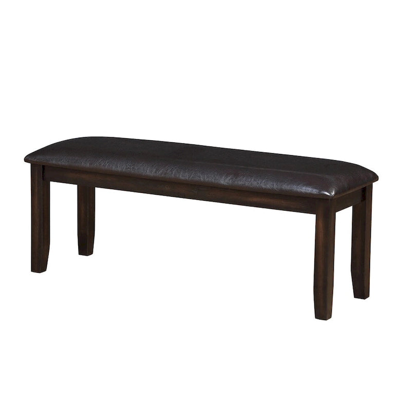 Banc de salle à manger en bois finition espresso antique et similicuir