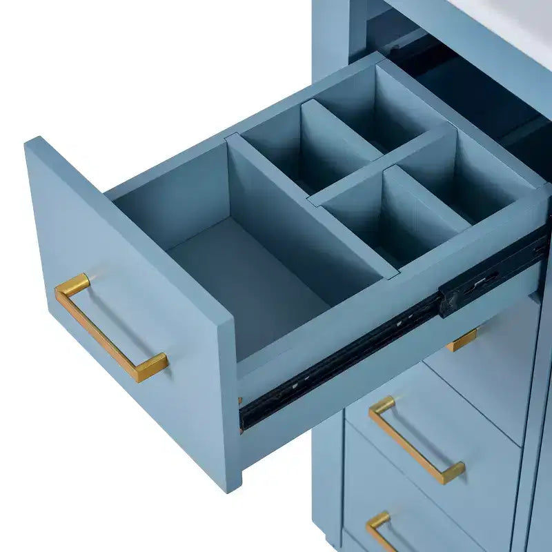 Badkamermeubel van 30 inch met enkele wastafel, kast en 3 laden - zwart / blauw / groen / indigo / wit