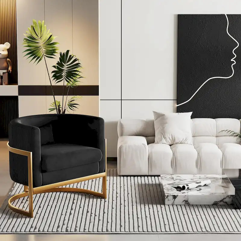 Accent Chair, Velvet Barrel Chair Modern Arm Chair for Living Room