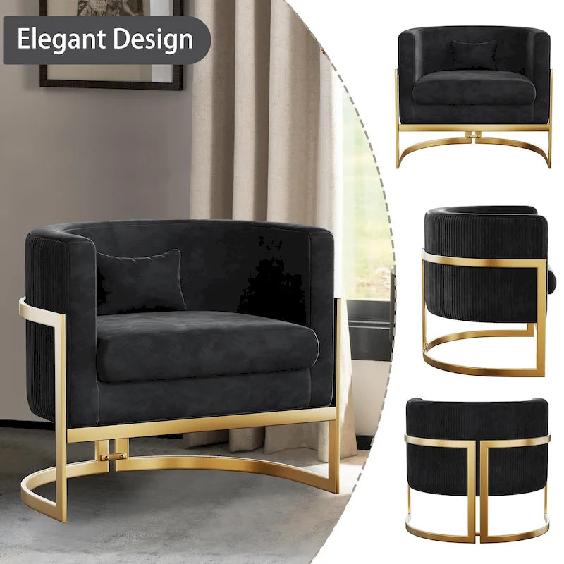 Accent Chair, Velvet Barrel Chair Modern Arm Chair for Living Room