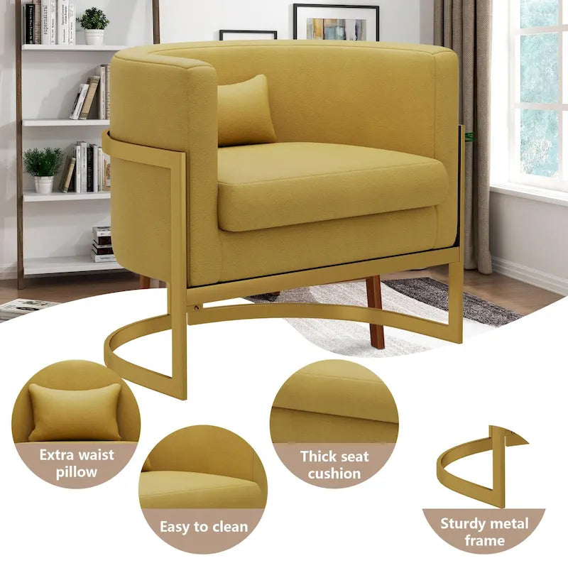 Accent Chair, Velvet Barrel Chair Modern Arm Chair for Living Room