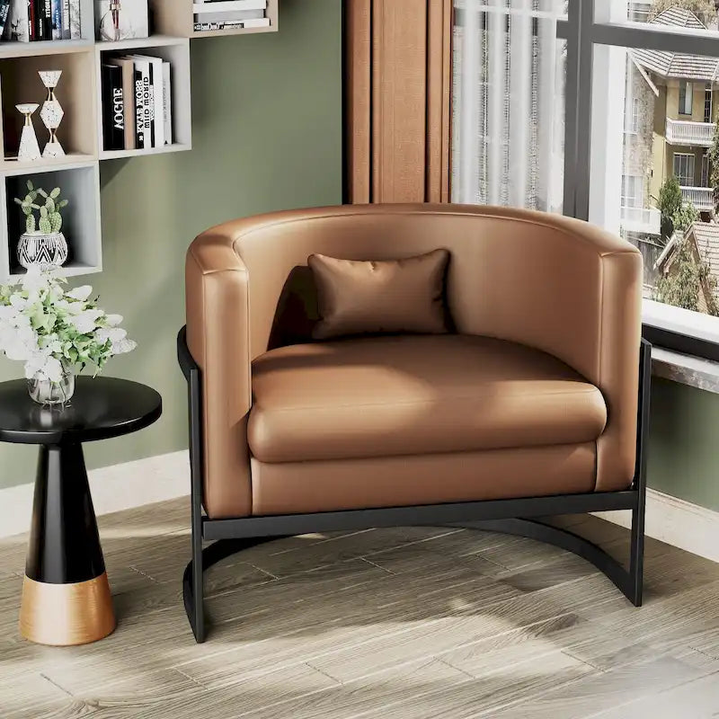 Accent Chair, Velvet Barrel Chair Modern Arm Chair for Living Room