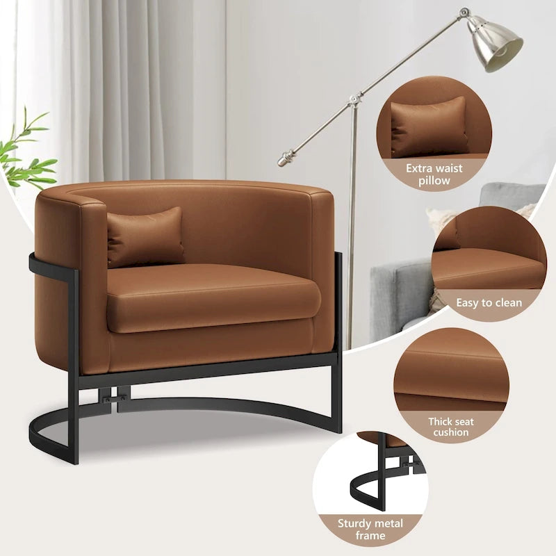 Accent Chair, Velvet Barrel Chair Modern Arm Chair for Living Room