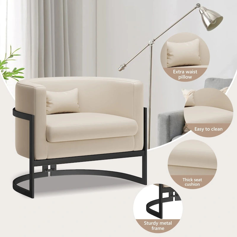 Accent Chair, Velvet Barrel Chair Modern Arm Chair for Living Room