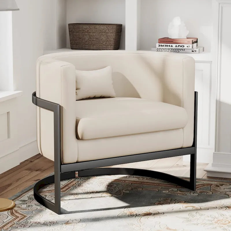 Accent Chair, Velvet Barrel Chair Modern Arm Chair for Living Room
