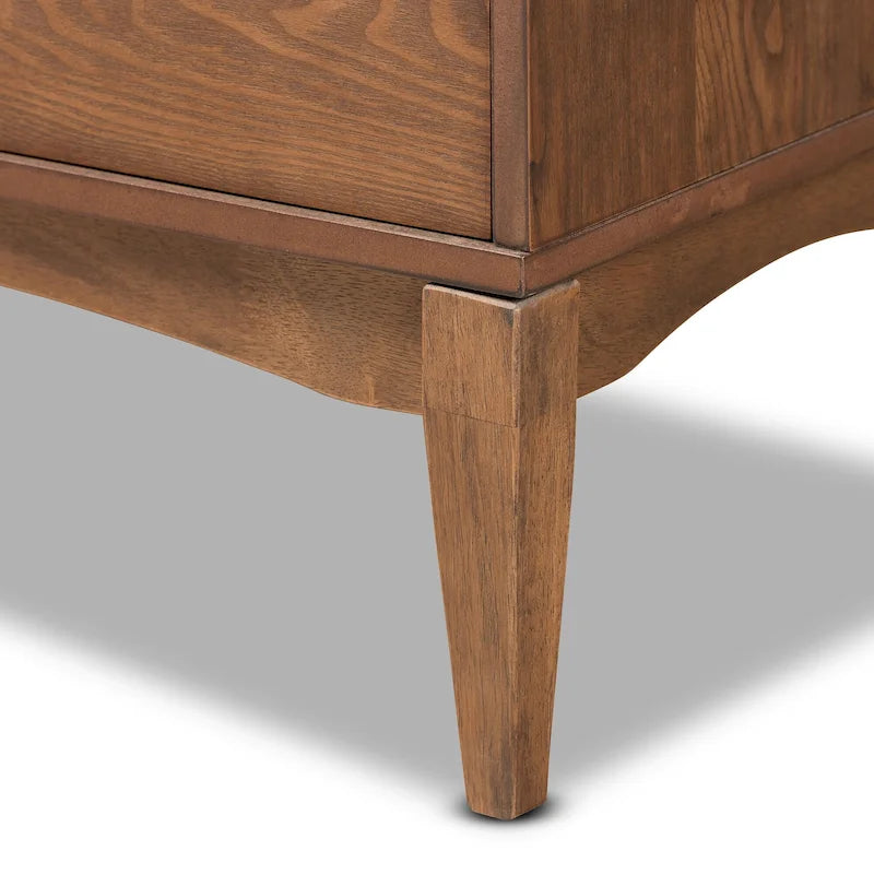 Commode moderne du milieu du siècle en bois finition frêne noyer, avec 6 tiroirs