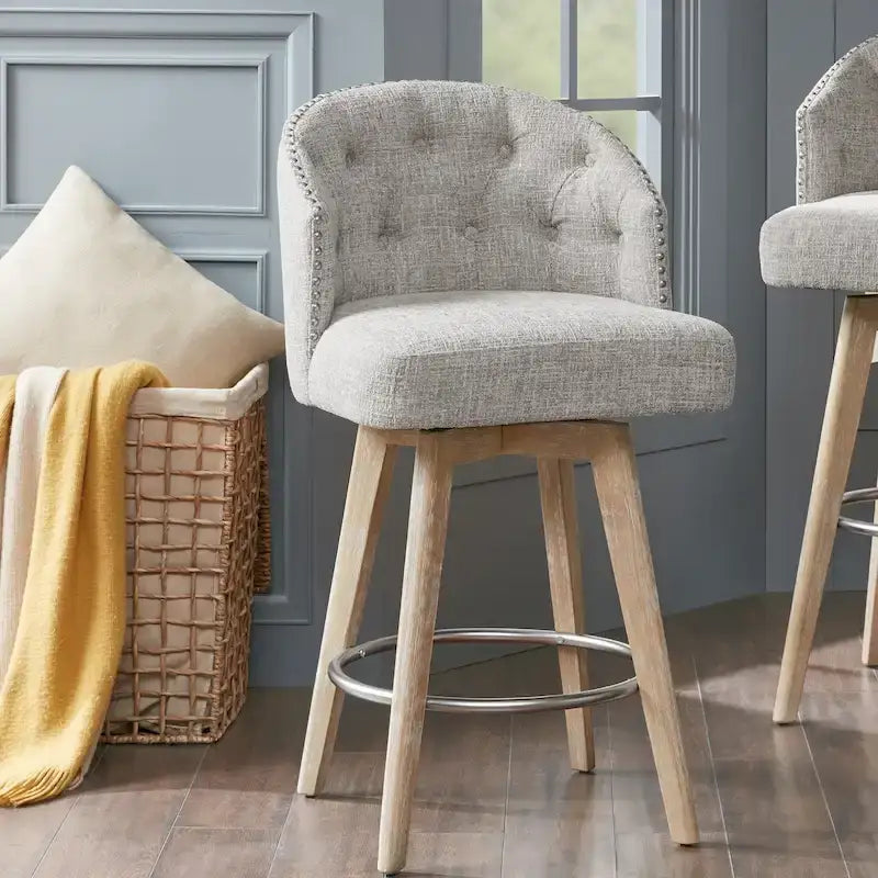 Upholstered 360 Degree Swivel Counter Stool 26 H