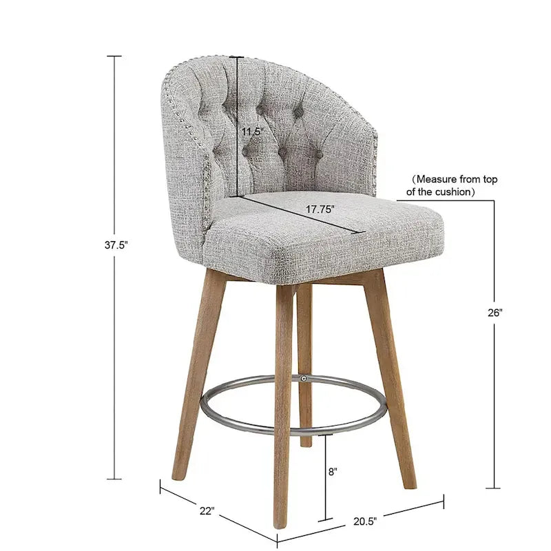 Upholstered 360 Degree Swivel Counter Stool 26 H